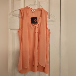 GUESS Papaya Punch Sleeveless Layered Top NWT